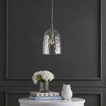 Matilda 10" Industrial Designer Iron/Dimple Glass Dome LED Pendant - JONATHAN Y